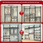 Freestanding coat rack with hooks holding jackets and bags in an entryway, adjustable design with sturdy steel frame