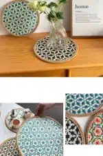 Hand Woven Round Placemat INS Table Decors Rattan weaving TableMats for Dining Room – in a cozy room setting