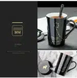 12 Constellations 420 Ml Ceramic Mugs Creative Mugs With Spoon Lid Black Mug New Bone China Coffee Cup Drinkware Couples