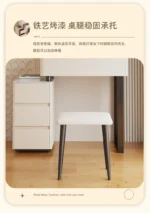 Modern Nordic vanity table with storage drawers and mirror in bedroom setting