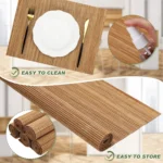 8PCS Bamboo Placemats Sushi Rolling Mat Reusable Wicker Placemat Heat Resistant Table Mats for Dining Wedding Party 12x18 In