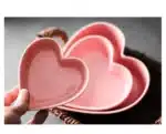 Heart Shaped Bowl Love Heart Ceramic Steamed Egg Bowl Candy Color Dessert Salad Plate 7 Inch Cake Fruit Plate Kitchen
