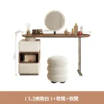 Modern white dressing table with LED mirror and storage drawers
