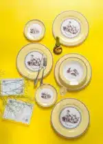 Nordic retro European tableware porcelain plates cups saucers pots high-end luxury sets creative home gifts – angled view