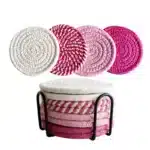 4Pcs 11x11cm Small Round Cotton Woven Coffee Mug Tea Cup Coaster Table Placemat Plate Mat Kitchen Insulation Pad – close-up