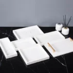 Minimalist Volakas White Natural Marble Set for Bathroom Luxury Soap Dispenser Toothbrush Holder Tray Bathroom Set