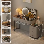 Modern dressing table with mirror and two drawers in white painted finish for bedroom use