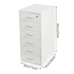 6 Drawer File Cabinet with Lock, Vertical Filing Storage Cabinets with Wheels Metal Rolling Organizer for Home Office Study