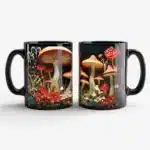 1pc magic mushroom forest Ceramic coffee Mug office milk cup 11oz black tea mug – top view