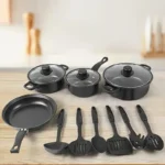 13-Piece Nonstick Cookware Set Black - Induction Compatible Pot Pan Set with Frying Pan & Utensils for Kitchen &