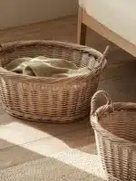 Large Size Wicker Laundry Basket Dirty Clothes Storage Basket Household Toy Weaving Box Japanese Style Pure Color Closet