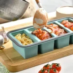 2/3/4 Grid Silicone Lunchbox Wheat Straw Compartmentalized Picnic Storage Boxs Durable Dinnerware Lunch Box – top view