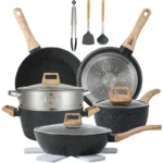 Pots and Pans Set Non Stick Cookware Set Nonstick with Cooking Set (black, 16pieces)