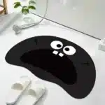 Cute Black Cat Shaped Quick-Dry Diatomaceous Earth Bath Mat Funny Cat Lovers Soft Diatom Mud Absorbent Floor Mat – side view