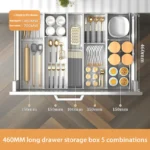 Kitchen drawer organizer with compartments for cutlery and utensils