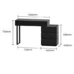 Italian minimalist dressing table with mirror and stool in black finish for bedroom