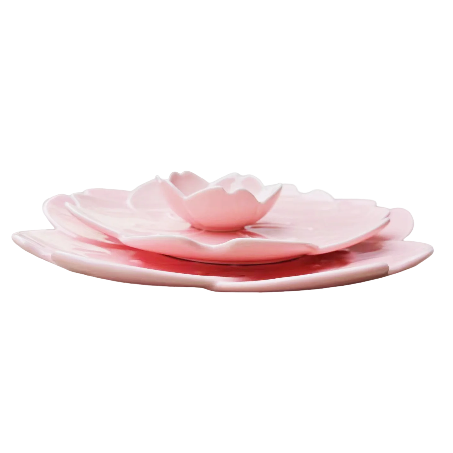 GIEMZA Ceramic Dinner Plates 3pcs Pink Flower White Floral Dish Dinnerware Sets Platos De Ceramica Porcelain Plate Stoneware