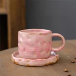 Japanese Ceramic Coffee Mug Saucer Vintage Stoneware Breakfast Oat Mug Creative Afternoon Camellia Flower Tea Cup Home Water