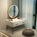 Goldoma modern Morocco dressing table with jewelry storage - minimalist makeup shelf and ornament organizer for bedroom
