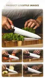 Grandsharp Kitchen Knife Set 3 Layer Composite Steel PM204 Steel Core Wood Handle Professional Chef Knives Collection 1 to 5