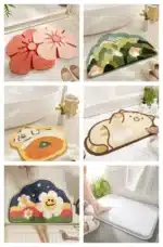 40*60cm Bath Mat Cute Pink Cartoon Frog Bathroom Carpet Bathtub Entrance Waterproof Slip-resistant Foot Mats Toilet Shower