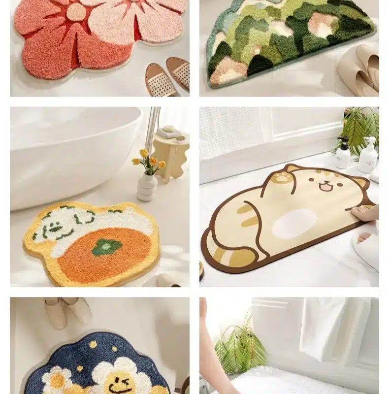 40*60cm Bath Mat Cute Pink Cartoon Frog Bathroom Carpet Bathtub Entrance Waterproof Slip-resistant Foot Mats Toilet Shower