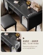 Goldoma compact vanity desk with drawer storage and mirror in a corner bedroom setting