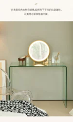 Minimalist vanity desk with drawers and mirror - Goldoma modern dressing table with stool