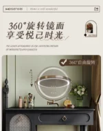 Goldoma compact vanity desk with drawer storage and mirror in a corner bedroom setting
