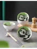 Creative Panda Tableware Set Cartoon Ceramic Tableware Gift Box – top view