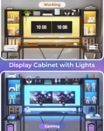 Gaming Desk 74.8'' with LED Lights, Hutch and Storage Shelves, Computer Desk with Monitor Stand, Large PC Gamer, Customized