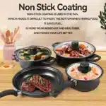 13-Piece Nonstick Cookware Set Black - Induction Compatible Pot Pan Set with Frying Pan & Utensils for Kitchen &