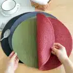 4pcs/set Christmas Placemat Round Braided Placemats Washable Non-Slip Place Mats Festival Table Decoration – side view