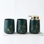 Matte Gold Ceramics Bathroom Set Decor Soap Dispenser Toothbrush Holder cup Soap Dish tray Mouthwash Cup bathroom Washing