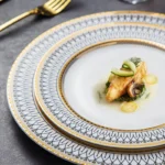 Creative Round Plaid Western Dinner Plate Exquisite Bone China Cooking Plate Modern Hotel Restaurant Tableware Kitchen