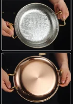 304 stainless steel Spanish seafood rice pot Commercial crayfish plate Flat bottom stewed rice pot Double ear frying pan
