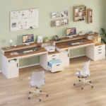 65 Inch Computer Desk with 3 Drawers & Storage Shelves, Executive Desk with File Drawer & Cabinet, Home Office Desk,