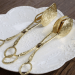 2pcs Food Tong Gold-plated Snack Cake Clip Salad Bread Pastry Clamp Baking Barbecue Tool Fruit Salad Cake Clip Kitchen