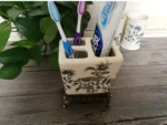 Bathroom Accessories Vintage Flower Ceramic Toothbrush Holder Bathroom Couple Toothbrush Toothpaste Storage Holder Bathroom
