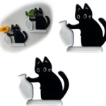 Refrigerator Magnets Black Cat Pushing Vase Decor Cat Whisker Collection Memorial Box Fridge Magnet Home Office Decor For
