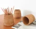 Rattan Pencil Holder, Handmade Wicker Pen Cup Makeup Brushes Holder, Woven Vine Desk Organizer Pen Container Box