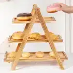 Wooden Three-Layer Serving Trays, Cupcake Stand, Fruit Cake Stand, Dessert Serving Tray, Detachable Rectangle Platter, 3