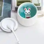 Creative Ceramic Coffee Mug with Lid and Spoon Cute Cartoon Three-dimensional Kawaii Animal Milk Cup Couple Gift Water Cup