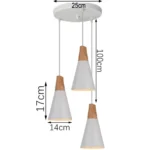 Modern Minimalist E27 Pendant Lights Bar Cafe Restaurant Home Decor Wood Aluminum Hanging Lamp 3-Heads White Lighting
