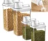 Airtight cereal container with measuring cup on kitchen counter