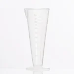 Plastic measuring cup set with 50ml, 100ml, and 250ml capacities, cone shape with round base