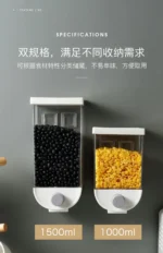 Airtight plastic cereal storage containers with pour spout and measuring cup lid