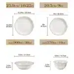 MALACASA 16/32 Piece Plates Dinner Sets Relief White Stoneware Dinnerware Set with 4 PCS Dinner Plate/Dessert/Cereal