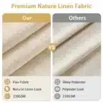 Linen Shower Curtain Beige Boho Farmhouse Shower Curtains for Bathroom Natural Cloth Cotton Fabric Liner Cream – side view