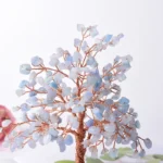 Aquamarine Lucky Tree Natural Crystal Tree Handmade Gemstone Decoration Agate Slices Stone Mineral Ornaments Office Decor